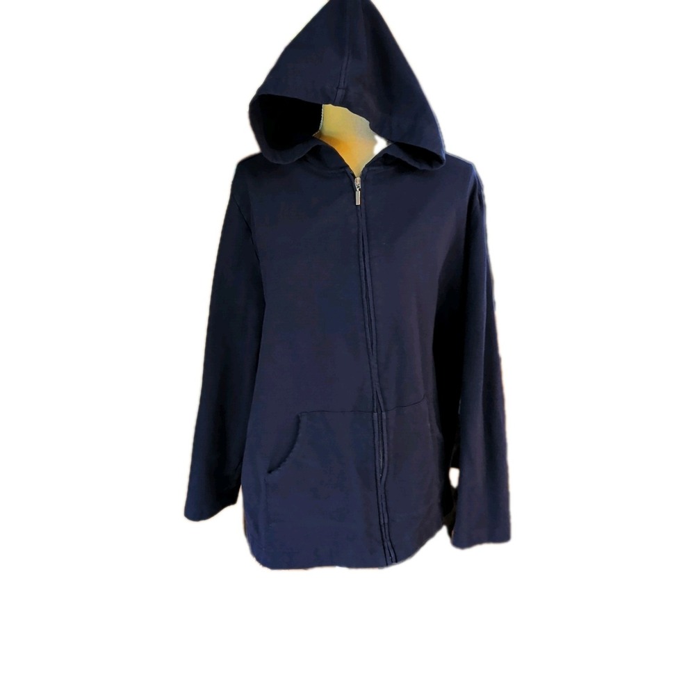 Karen Scott Sport Women's Navy Sweatshirt Size 2X Full Zip Long Sleeve